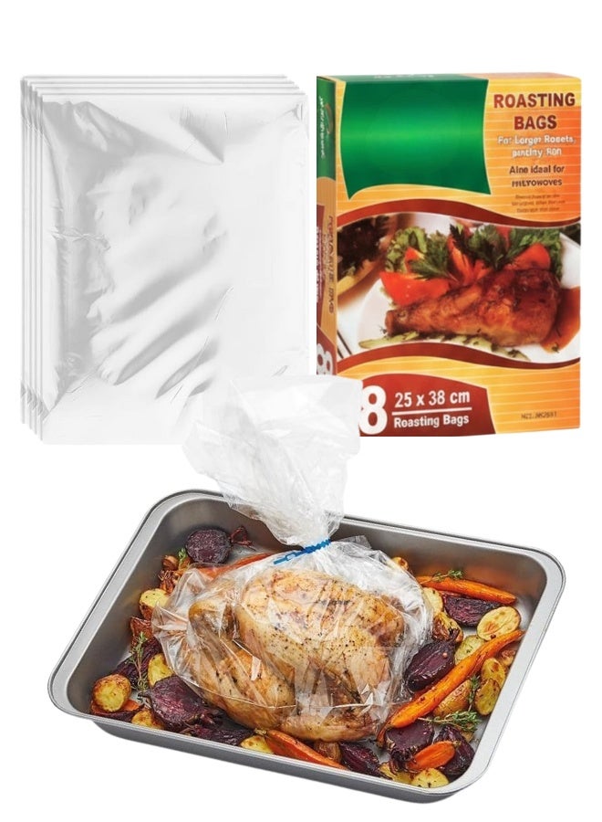 أكياس طهي وشواء كبيرة جدًا للديك الرومي واللحوم - أكياس مقاومة للحرارة العالية تحافظ على الرطوبة والنكهة - مثالية للدواجن والأسماك واللحوم المشوية الكبيرة - عبوة من 8 أكياس - Image 1